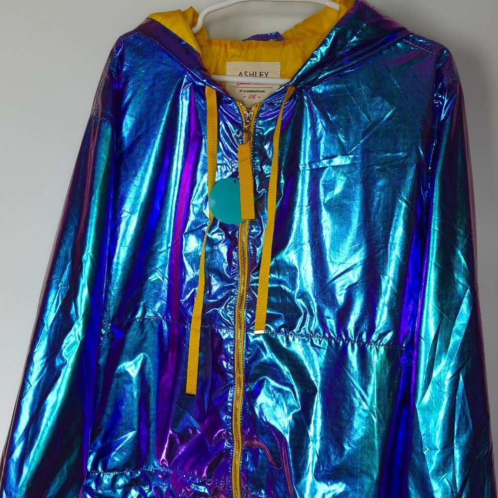 2X Mermaid Blue & Purple CHROME Jacket with yellow lining.